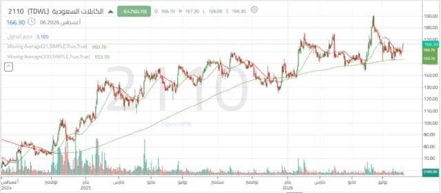 Saudi Cables stock steady above support