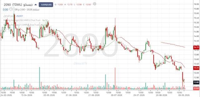 Jubail Gypsum Shares Drop Below Support