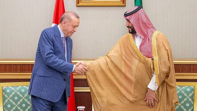 ولي العهد وأردوغان يناقشان تطوير العلاقات
