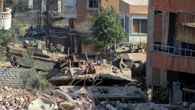 Israeli vehicle at town entrance