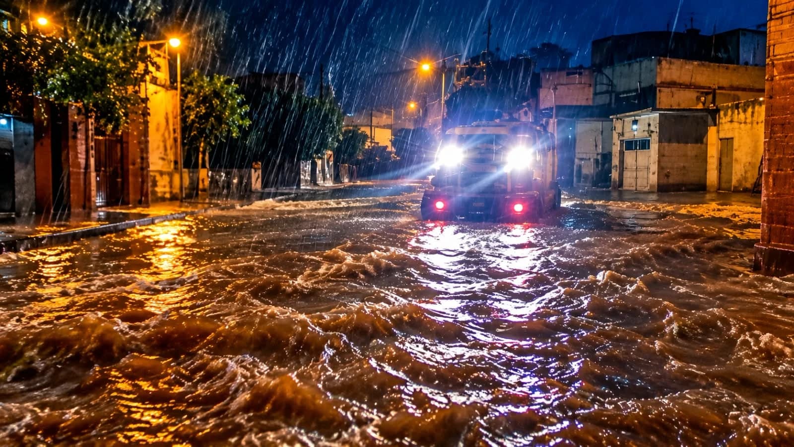 فيضانات نتيجة أمطار غزيرة في بوومـــية