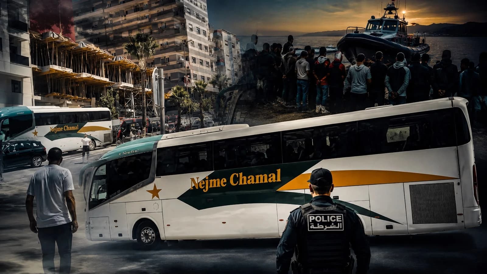 حافلات تنقل الحراگة من الفنيدق