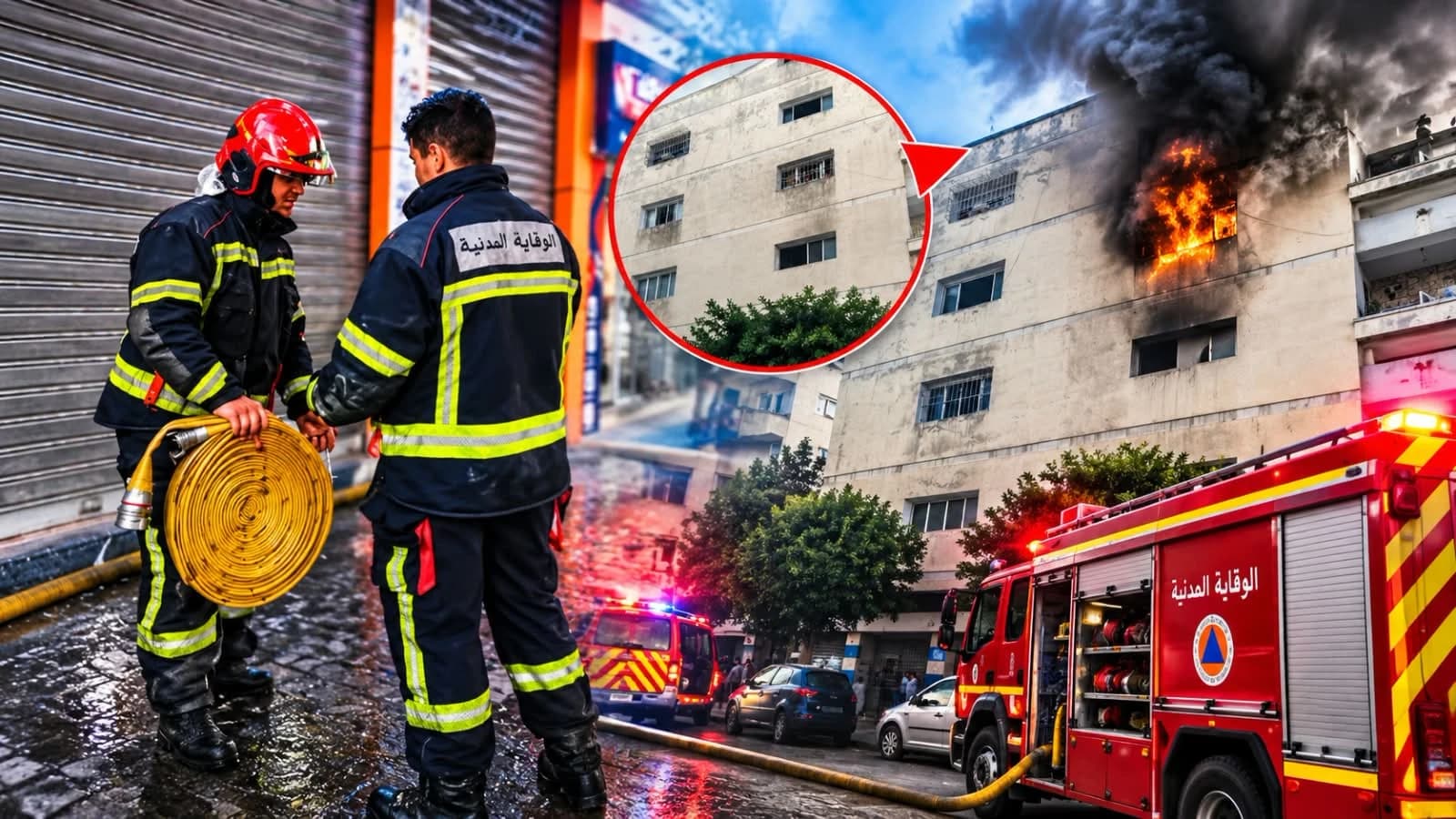 Civil protection fights fire in Tangier apartment