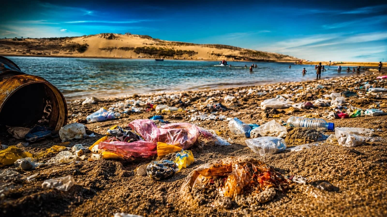 Trash Floods Moulay Bouslam Beach