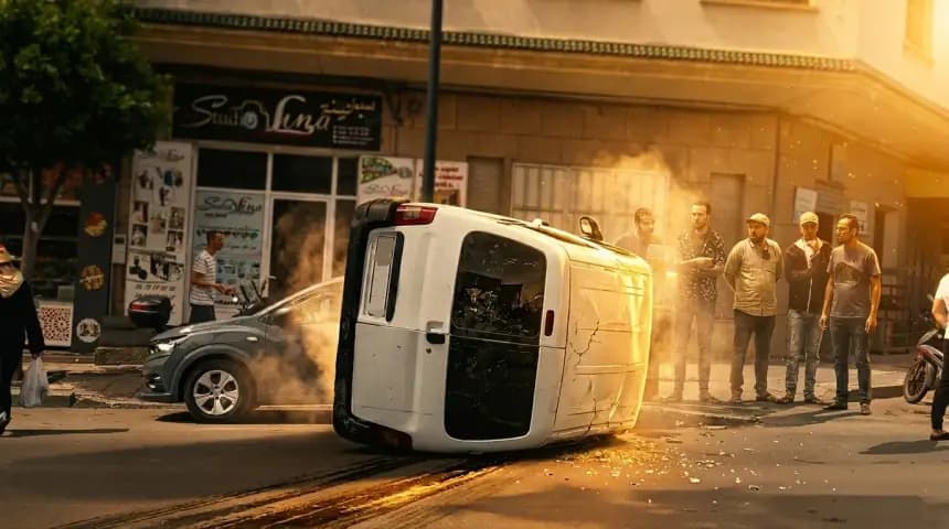Speeding causes car overturn in Tangier neighborhood