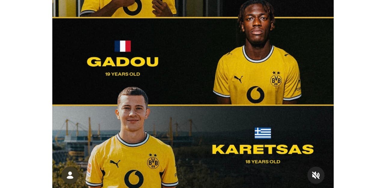 دورتموند يضم أربعة مواهب ويقدم كاريتساس رقم 19