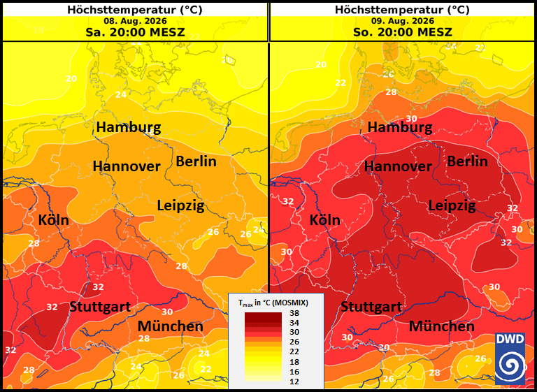 Germany faces high heat and storms