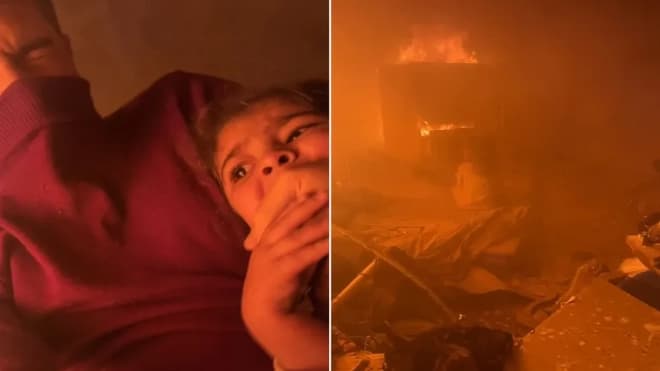 Girl amid flames highlights Gaza's pain
