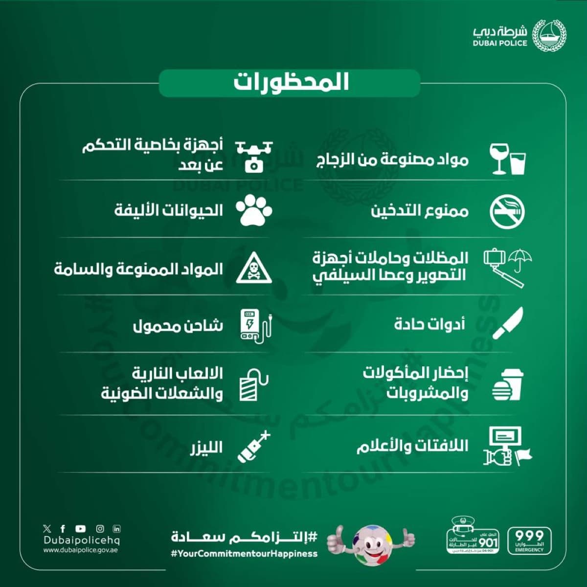 شرطة دبي تذكر بضرورة السلامة في الملاعب