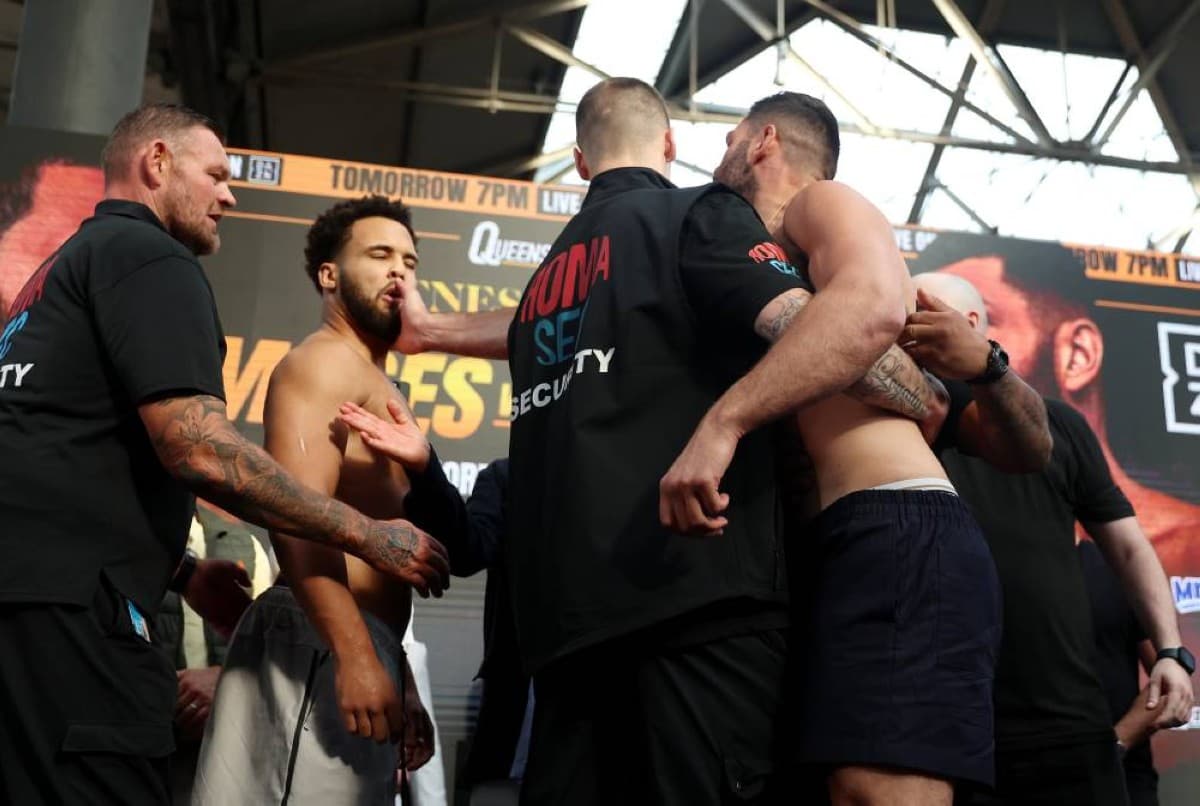 Boxing weigh-in turns into scuffle