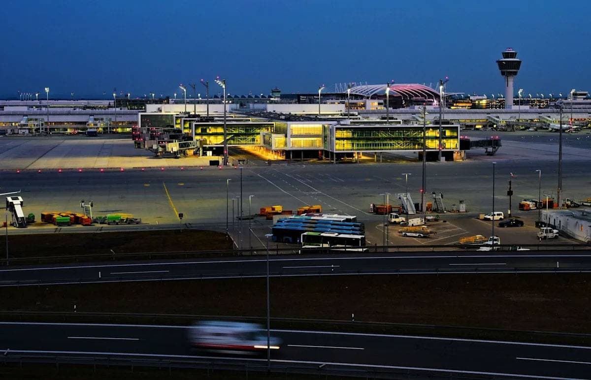 Car collides with plane at Munich Airport