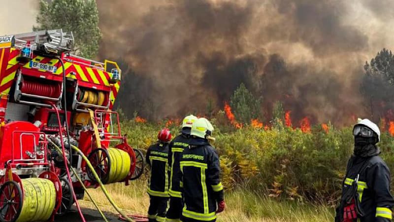 France firefighters battle blaze and evacuate residents