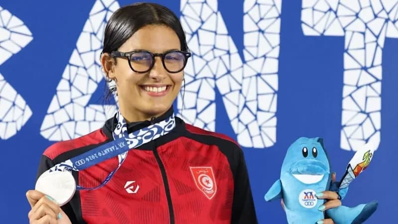 Amena bin Hassouna takes silver in fins swimming at Mediterranean Games