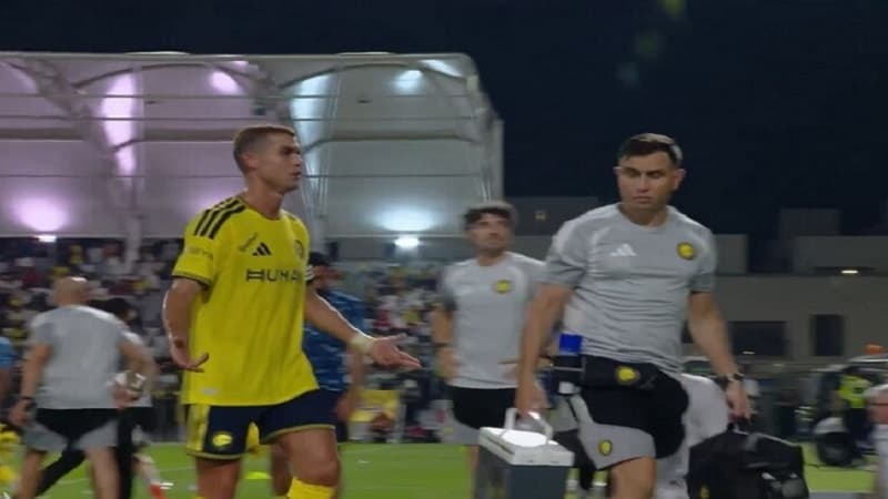 Ronaldo's reaction after substitution against Al-Ittifaq
