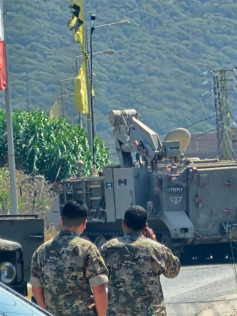 Israeli Vehicle Near Lebanese Army Checkpoint in the Picture