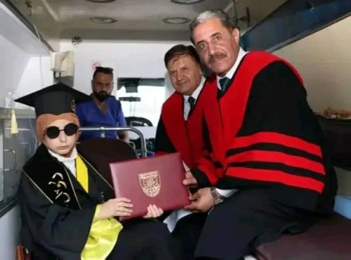 Blind Jordanian woman graduates in ambulance