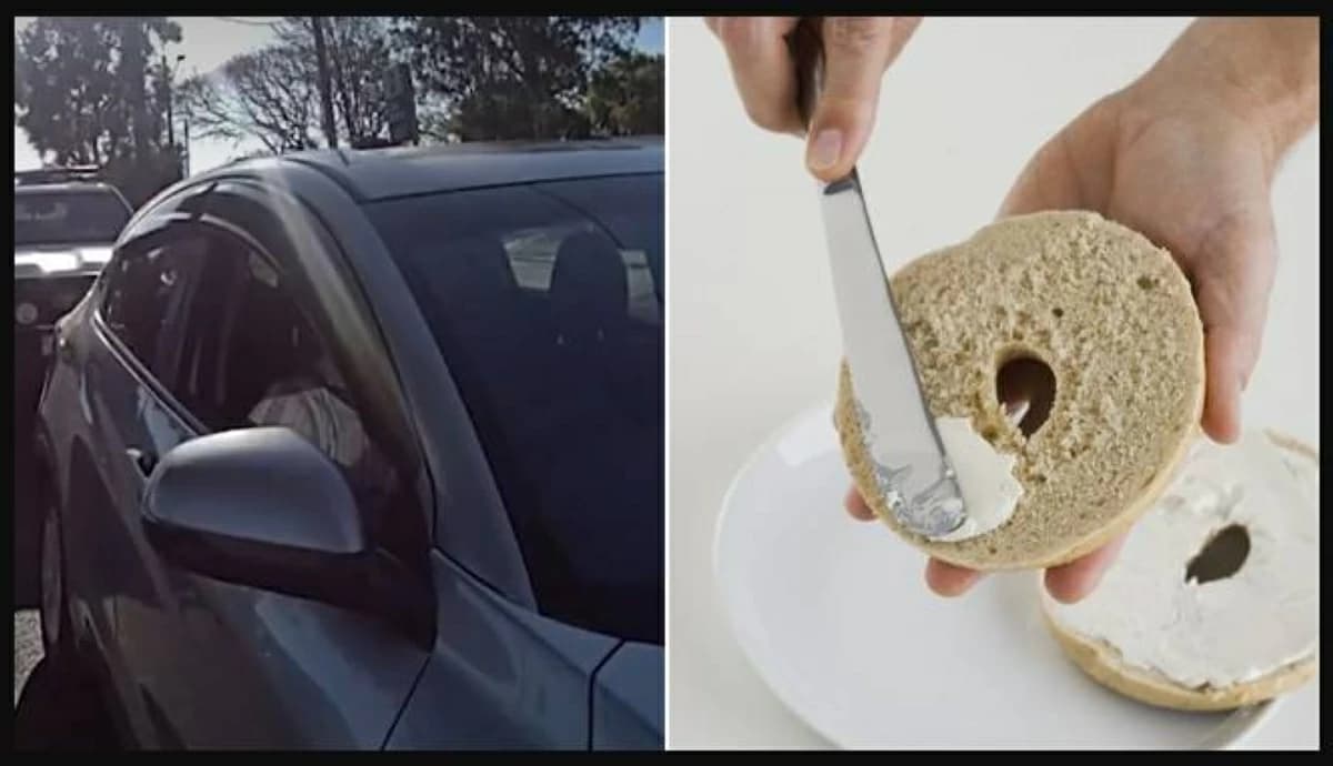 Man uses knees to make sandwich