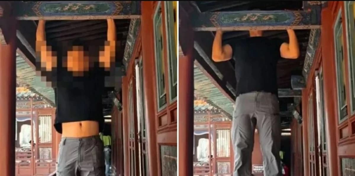 Chinese individual exercises on ancient artifact