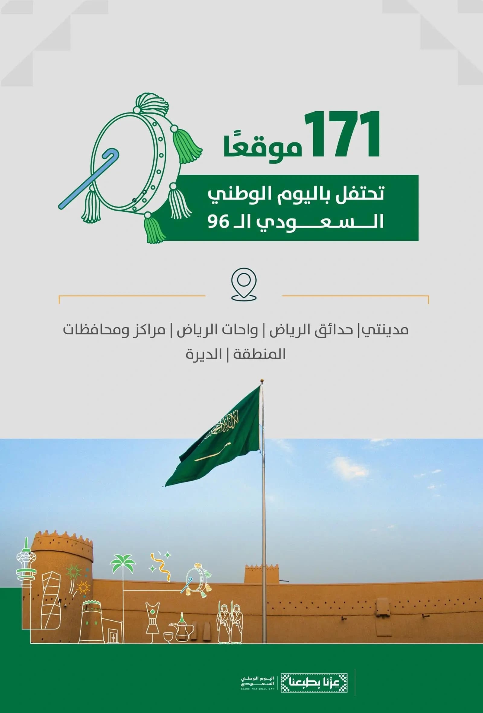 171 مواقع تحتفي باليوم الوطني في الرياض