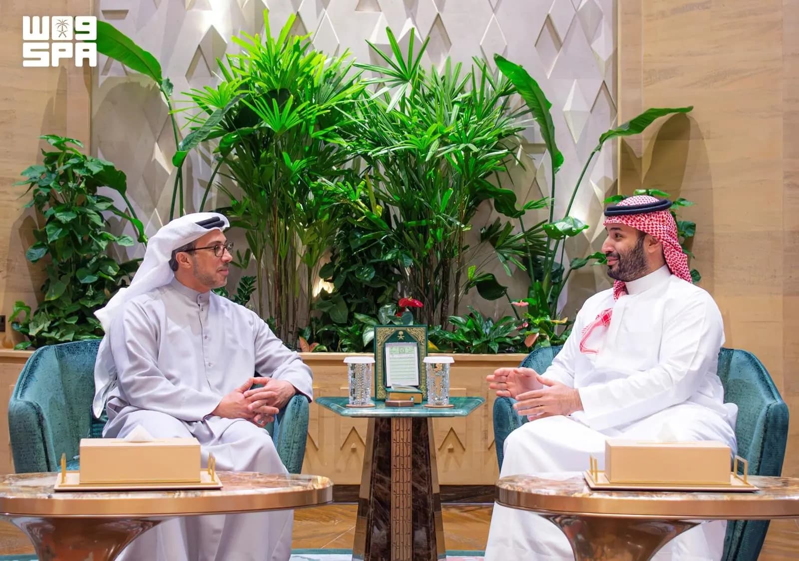 ولي العهد يلتقي الشيخ منصور بن زايد