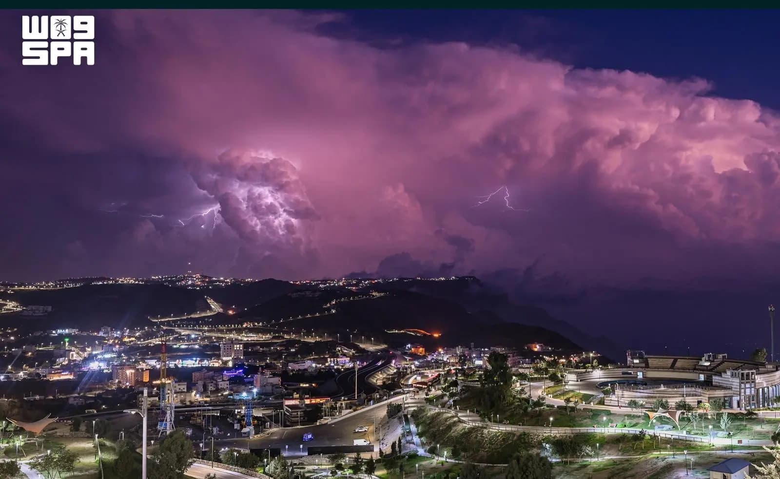 Lightning lights up the rainy season sky