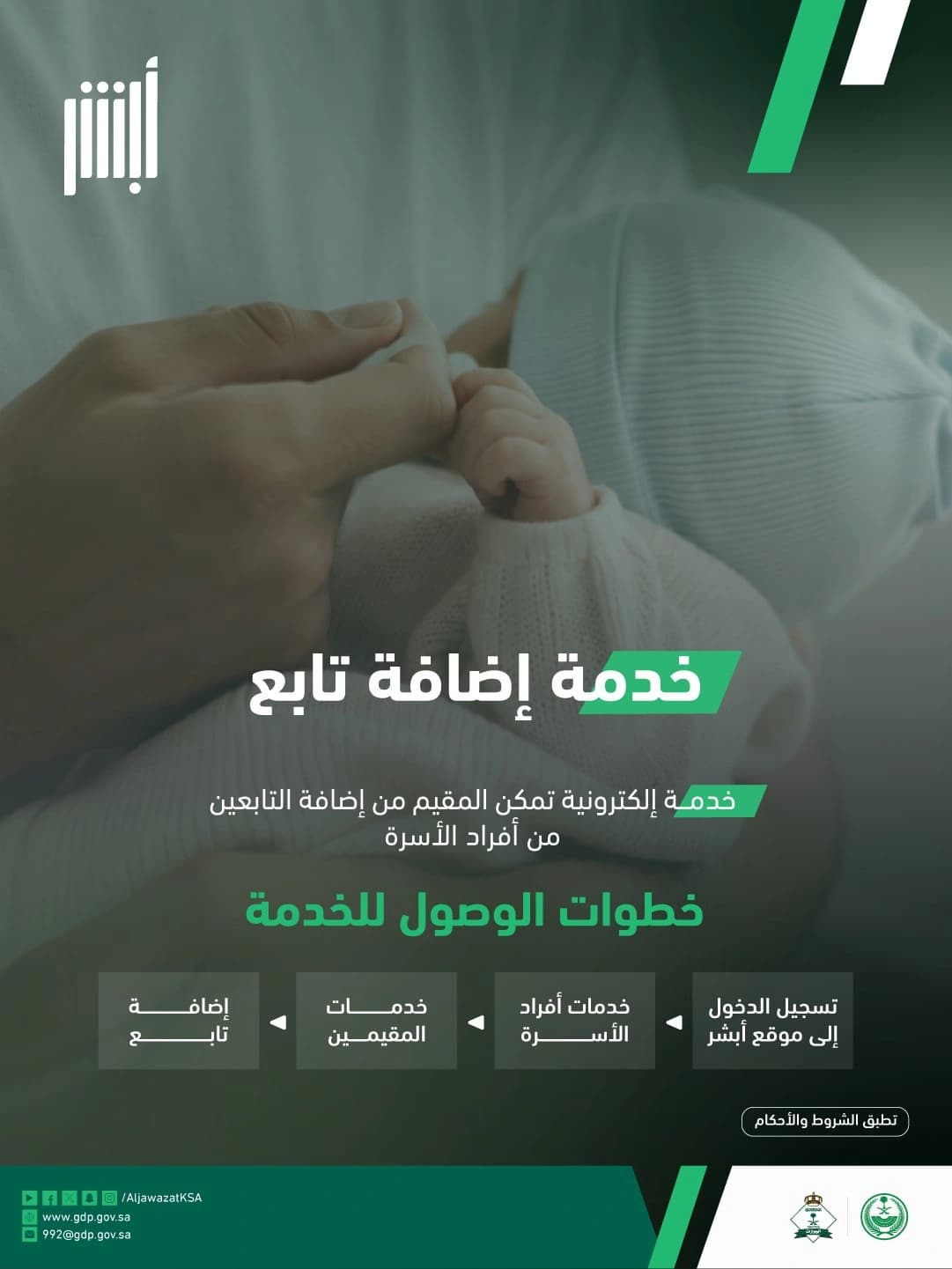 إضافة أفراد الأسرة عبر منصة أبشر