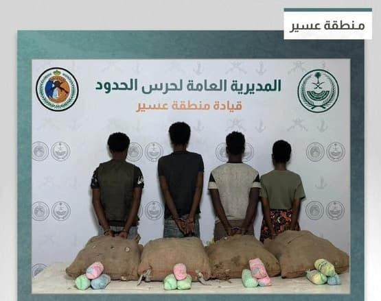 اعتقال 14 شخصاً لتهريبهم 210 كجم قات في جازان