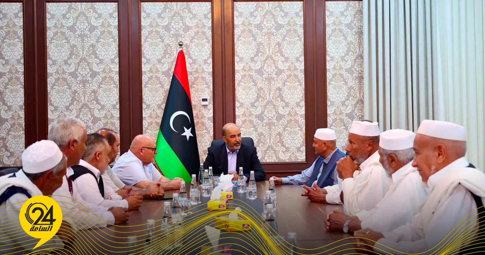 الكوني يؤكد في لقاء مع أعيان ومشايخ الزاوية الكبرى على الحفاظ على وحدة ليبيا