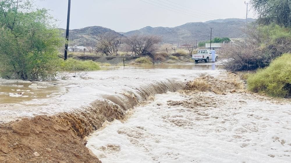 Heavy rains disrupt roads and power in Al-Aqiq