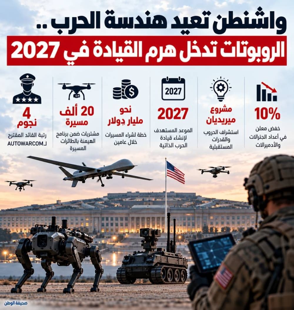 واشنطن تعيد تنظيم الحرب والروبوتات تسيطر بحلول 2027