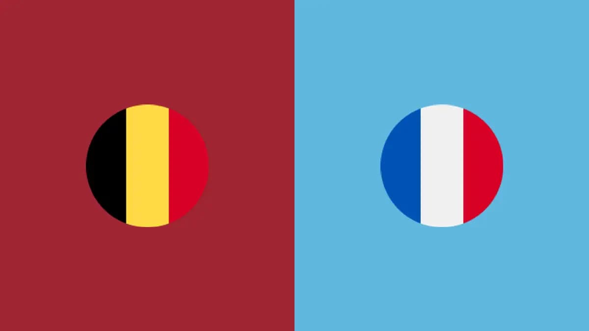 Belgium versus France in UEFA match with Mbappe missing