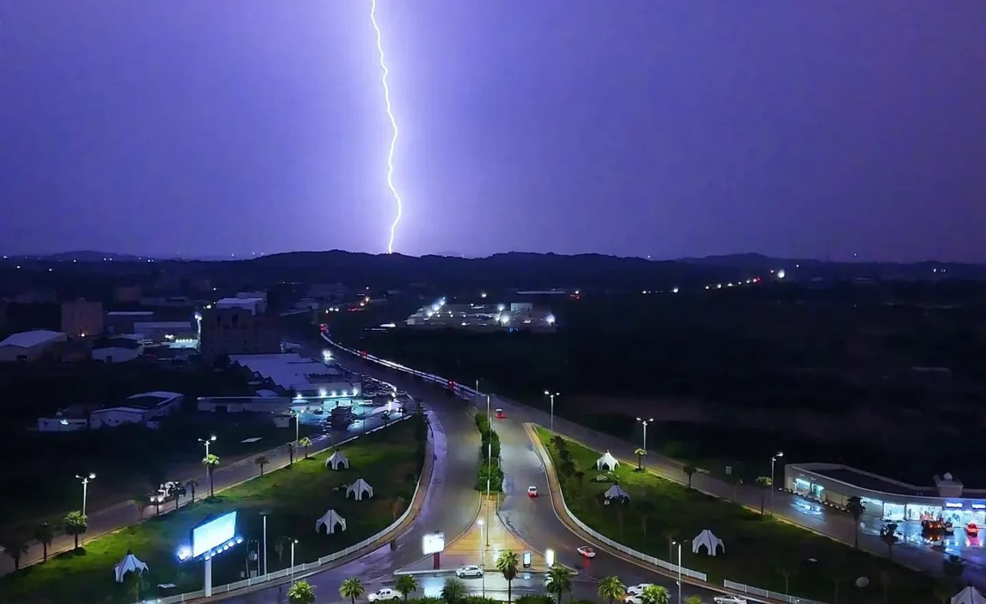 Lightning illuminates Jazan sky during rains
