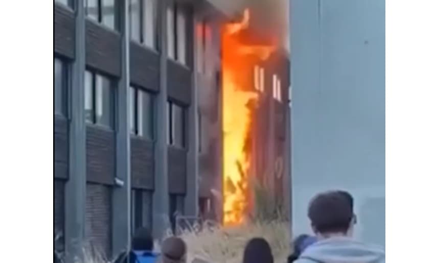 Fire at Nelson Mandela High in Nantes during protests