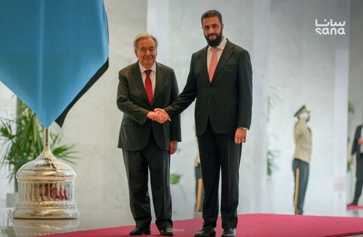 أحمد الشرع يرحب بغوتيريش في دمشق