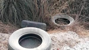 Large stash of abandoned rubber tires found