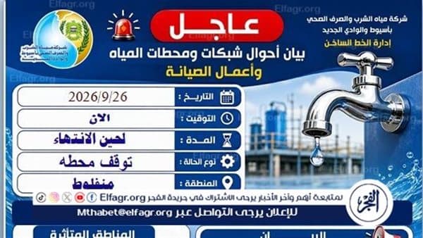 أسيوط: توقف محطة منفلوط مؤقتًا بسبب تسريب