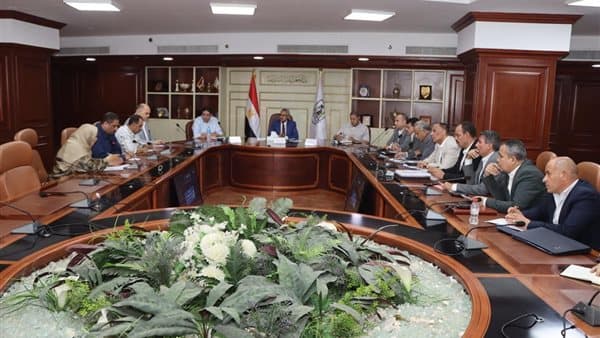 محافظ بني سويف يناقش معالجة تجمعات المياه