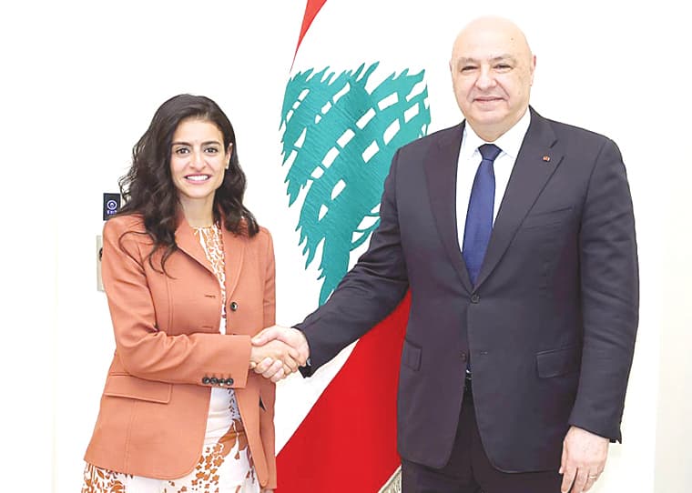 Aoun Discusses with Mrs Sheikha Al Nuaimi