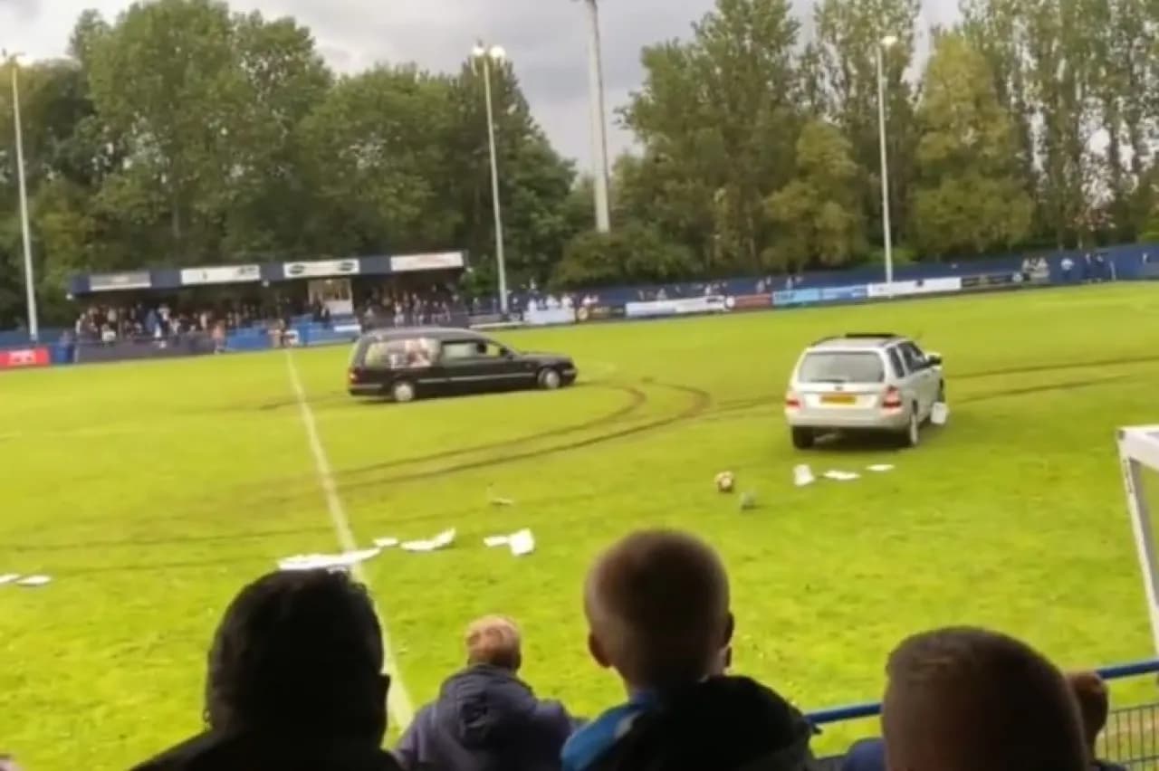 Car crash disrupts football match