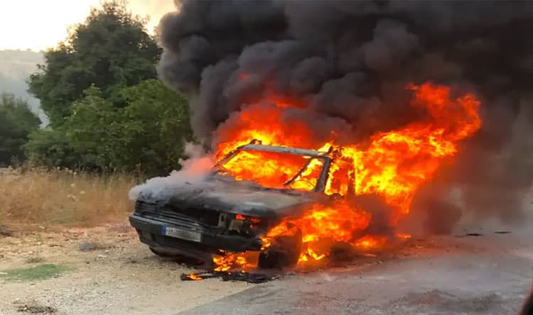 Car fire on Izal-Al-Dinniyah Road