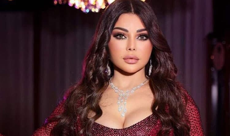 Haifa Wehbe with Lebanese flag in Stockholm