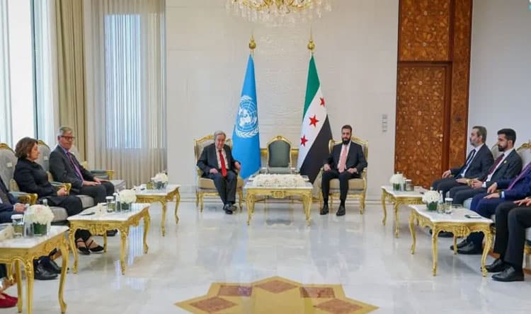 Shariah and Guterres discuss cooperation and reconstruction