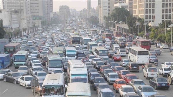 Traffic congestion in Cairo, Giza, Qalyubia today