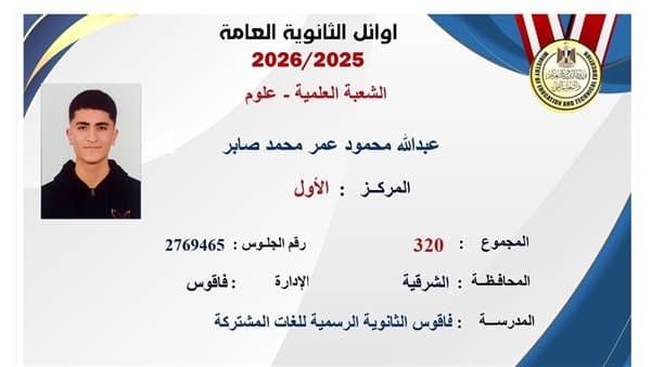Abdullah Mahmoud Leads Top Student List 2026