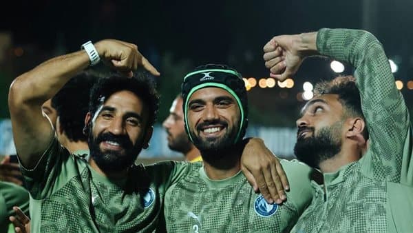 Mahmoud Marai wears helmet post-surgery