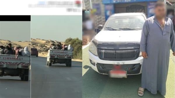 سائق يسمح للعمال بالجلوس على صندوق سيارة بالشرقية