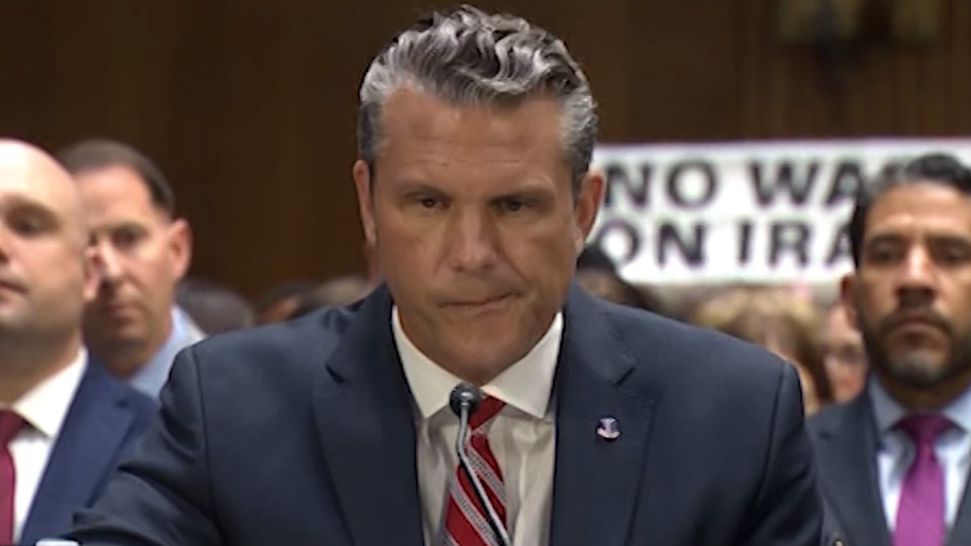 Protesters Disrupt Hegseth on Iran War