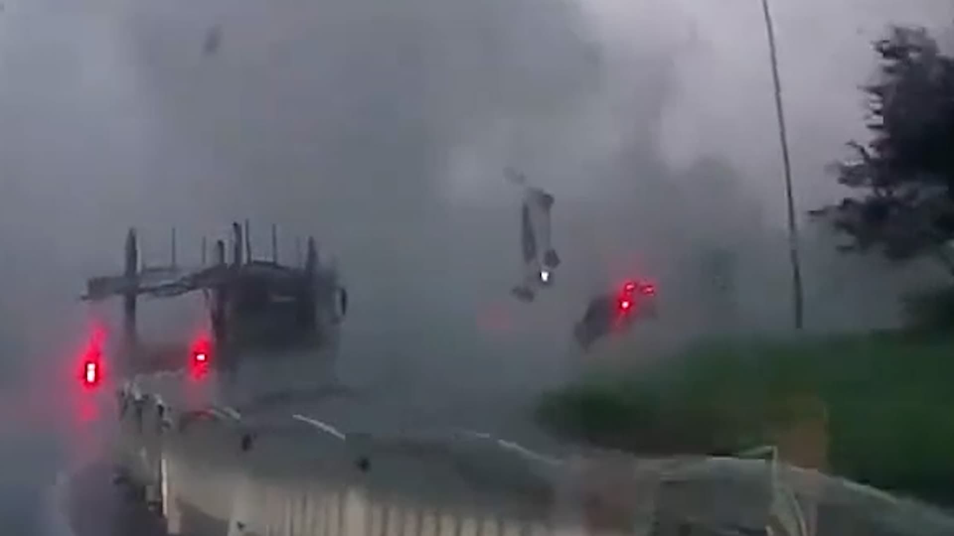 Hurricane lifts cars off highway in China