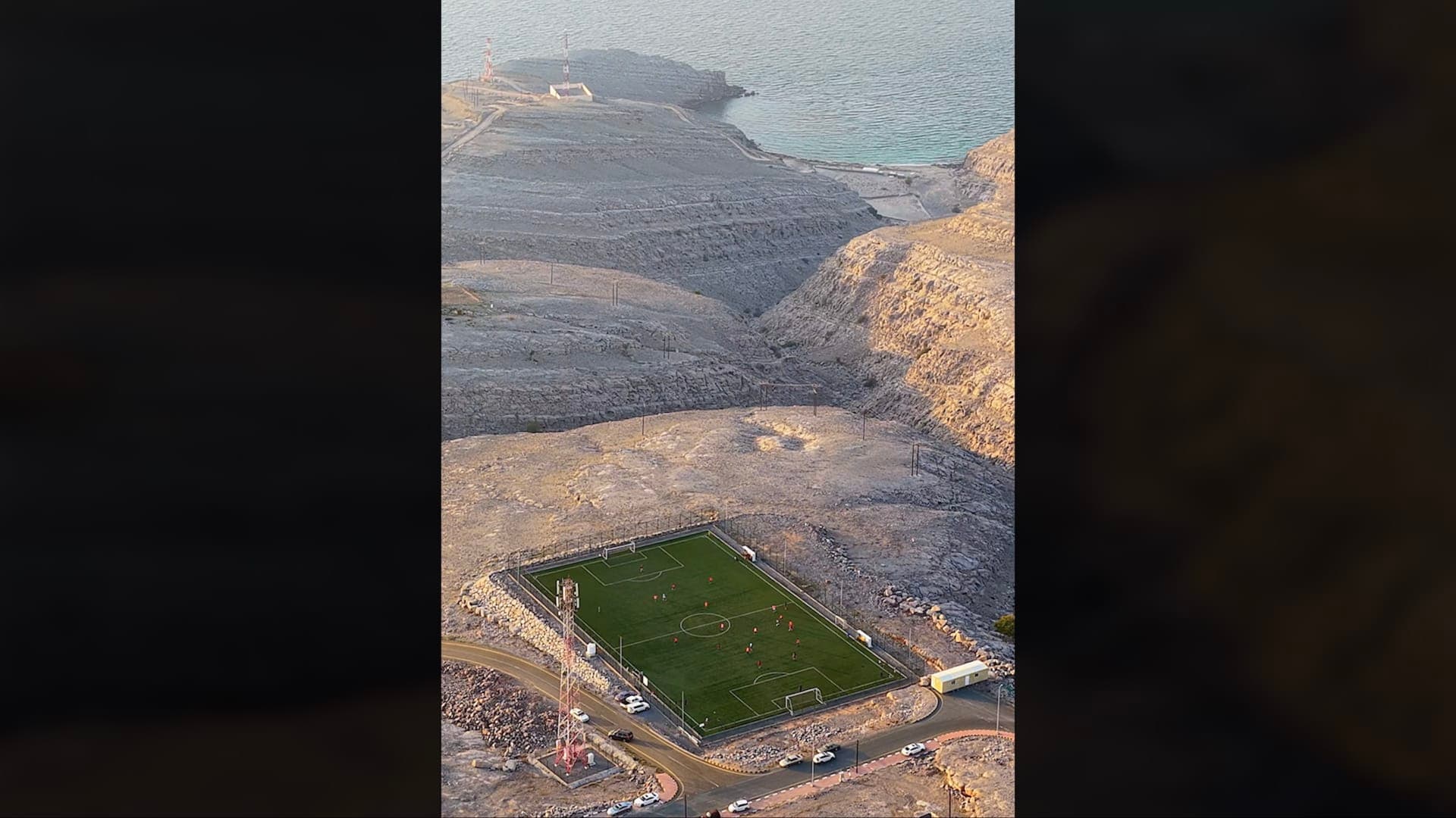 Football field on Strait of Hormuz impresses online