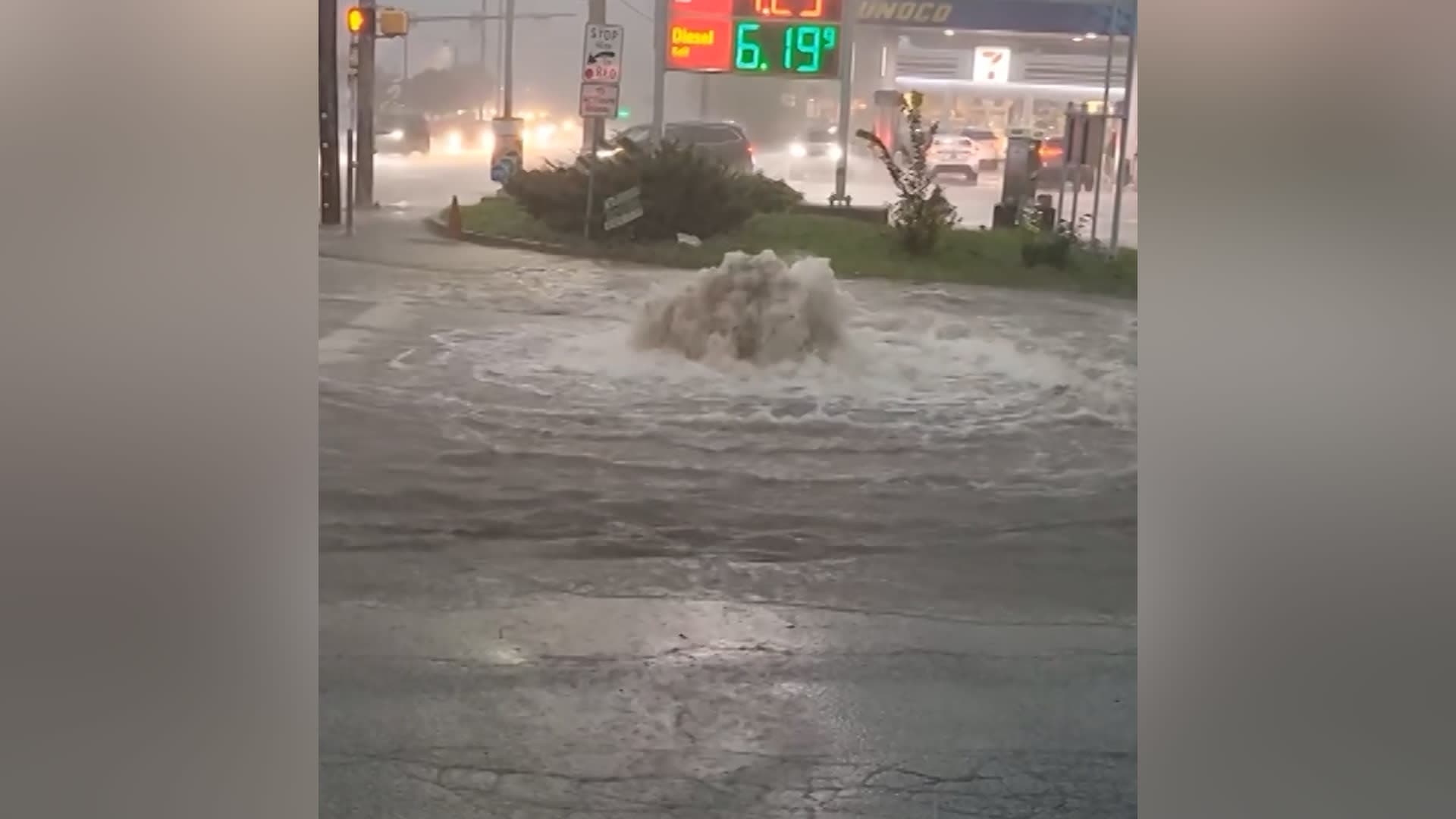 Water erupts from Pennsylvania sewer after rains